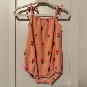 Floral Pink Baby Romper, size 3 months